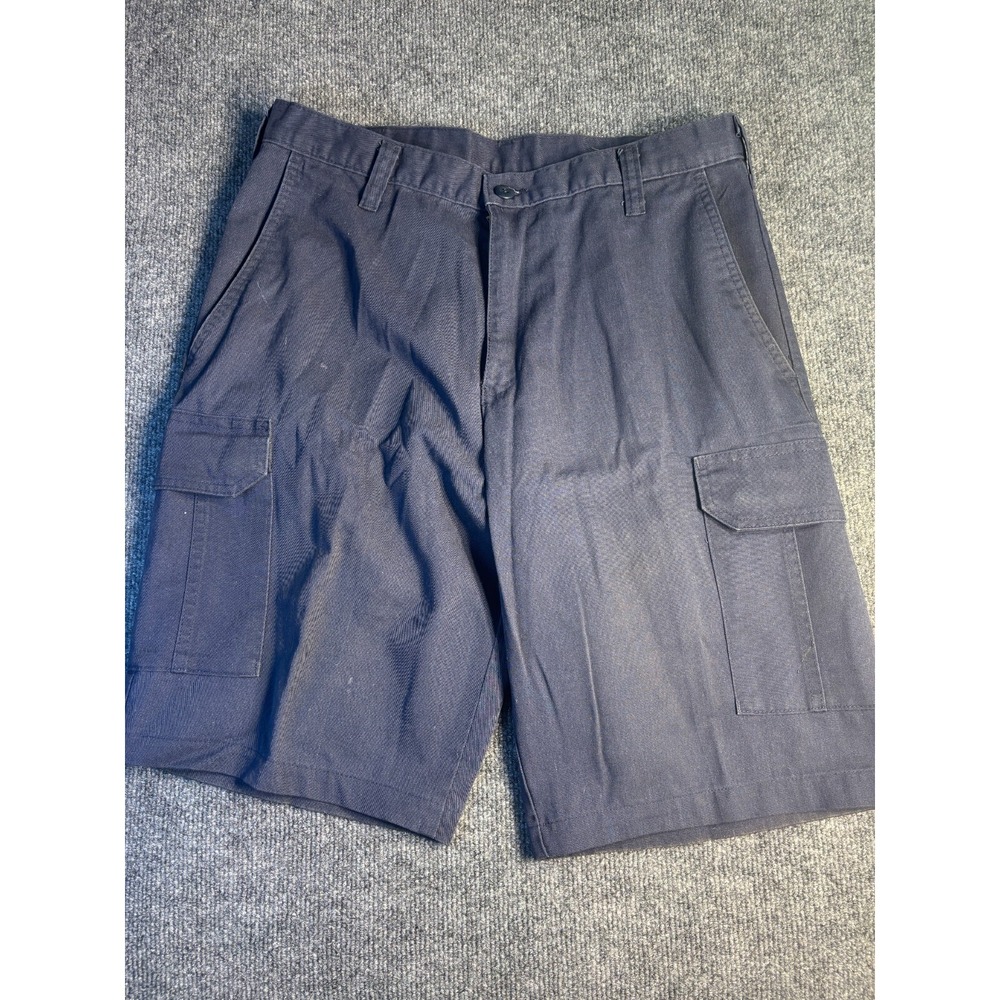 Cintas Comfort Flex Cargo Work Shorts Men's 32 Navy Flat Front Mid Rise 270-20